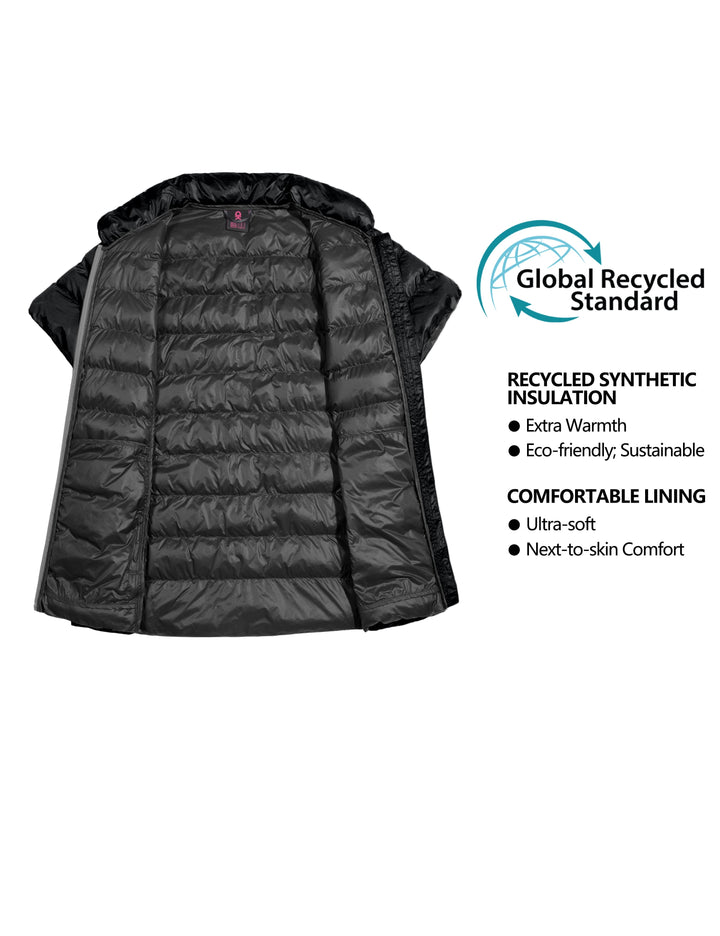 Women's Lightweight Short Sleeve Jacket, Warm Windproof Puffer Vest MP-US-DK