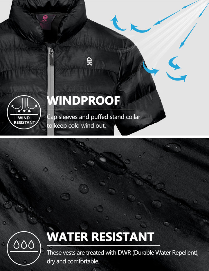 Women's Lightweight Short Sleeve Jacket, Warm Windproof Puffer Vest MP-US-DK