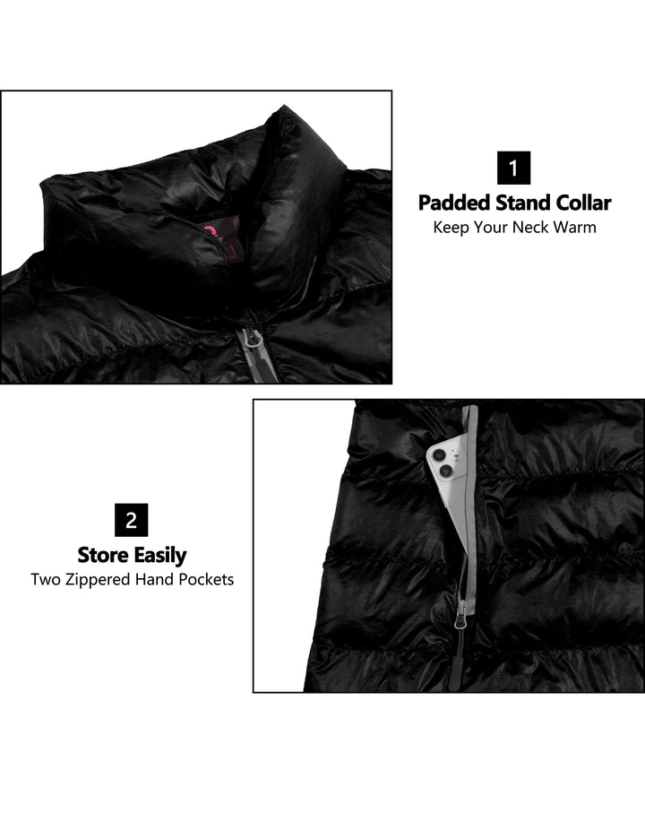 Women's Lightweight Short Sleeve Jacket, Warm Windproof Puffer Vest MP-US-DK