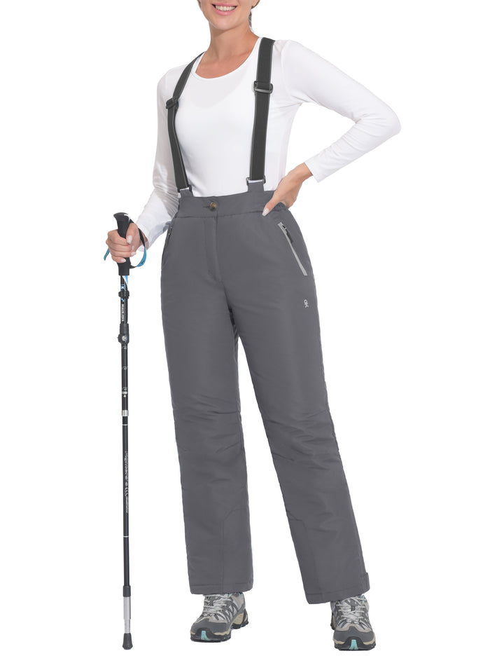 Women's Water Resistant Ski Bibs Insulated Snow Pants with Detachable Suspenders MP US-DK