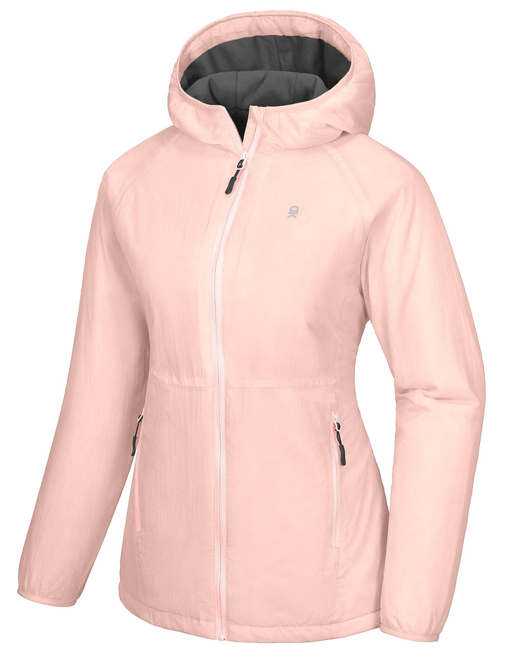 Women's Windproof Warm Lightweight Hooded Jacket with Recycled Insulation MP US-DK