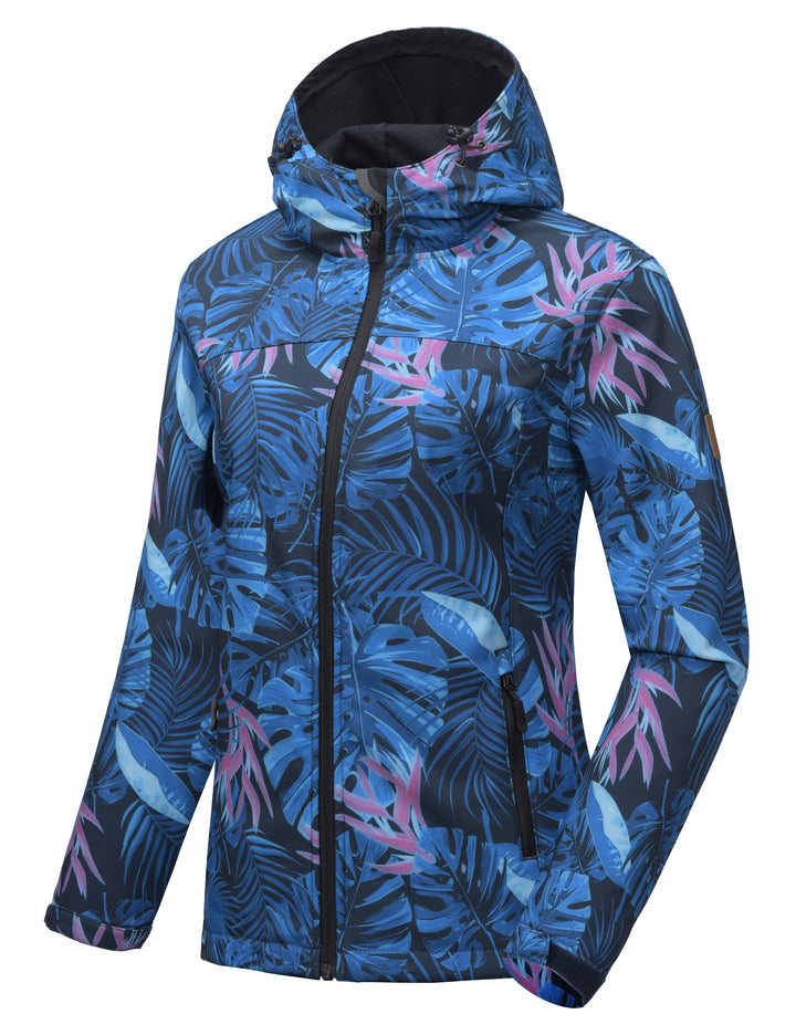 Women's Softshell Jacket Hooded Windproof Fleece Lined Jackets YZF US-DK