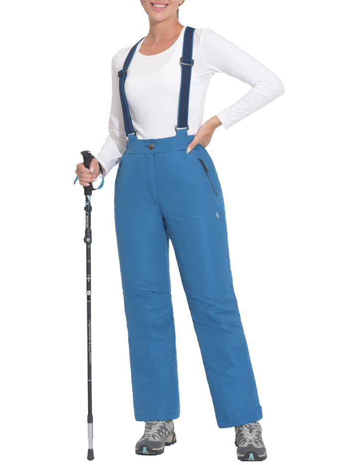 Women's Water Resistant Ski Bibs Insulated Snow Pants with Detachable Suspenders MP US-DK