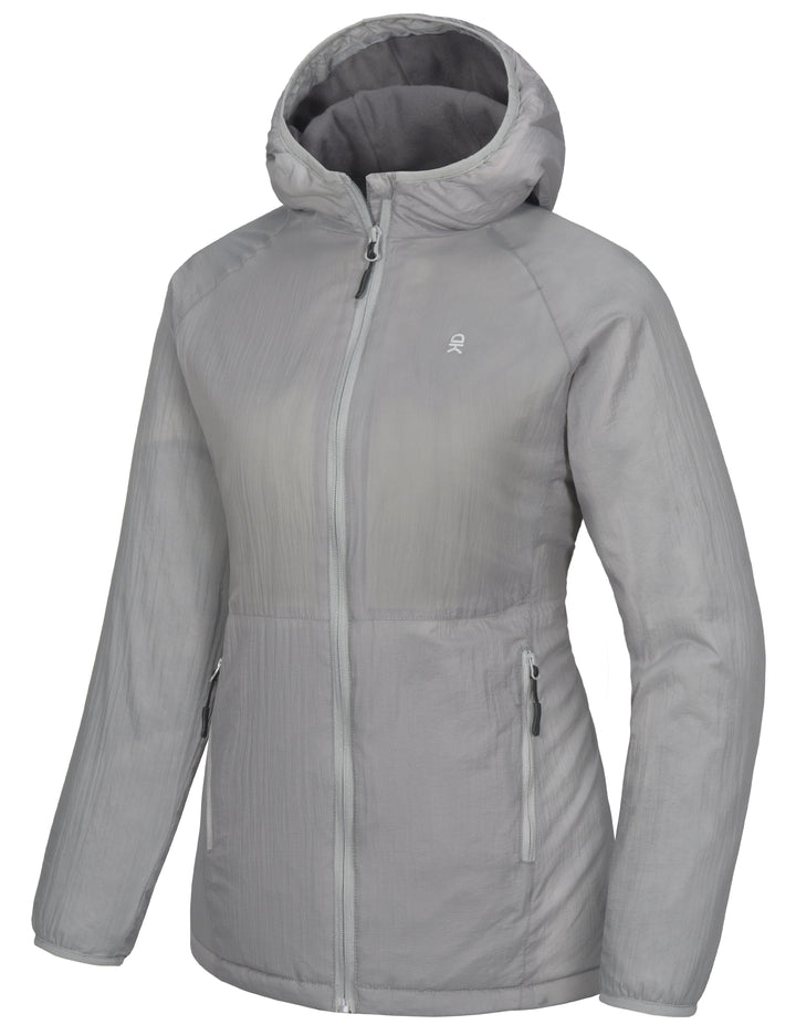 Women's Windproof Warm Lightweight Hooded Jacket with Recycled Insulation MP US-DK