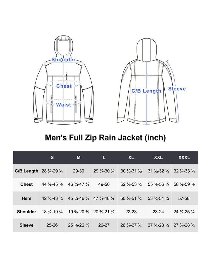 Men's Lightweight Waterproof Rain Jacket, Raincoat with Hood for Golf Hiking MP-US-DK