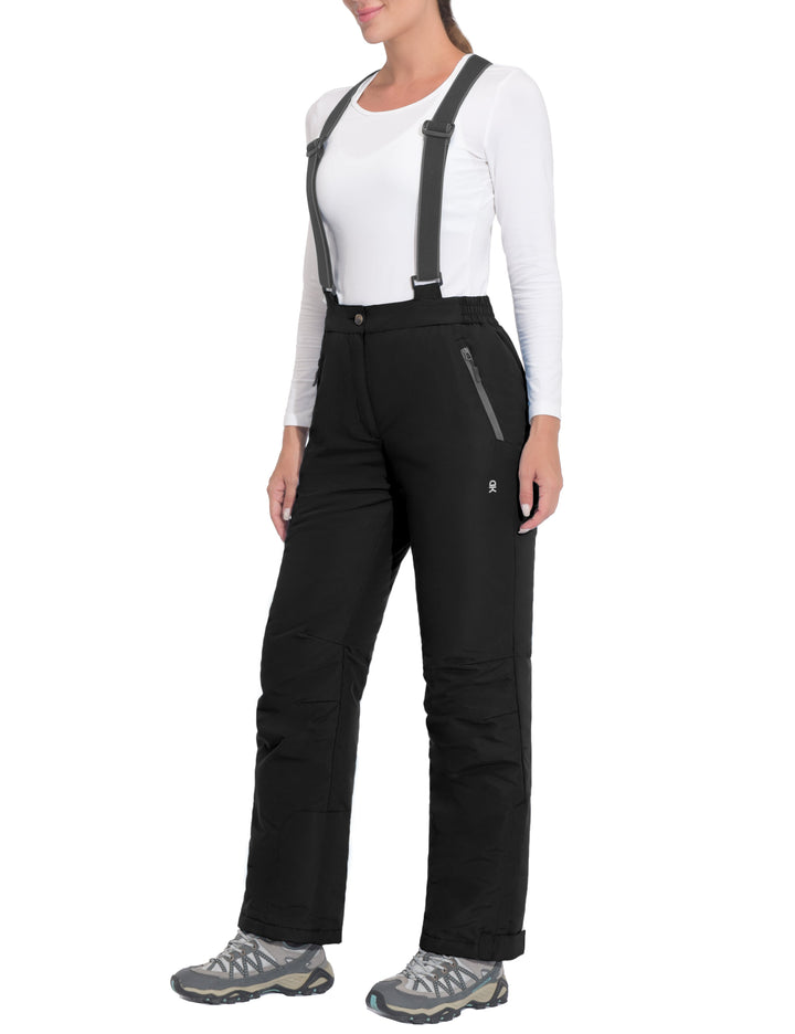 Women's Water Resistant Ski Bibs Insulated Snow Pants with Detachable Suspenders MP US-DK