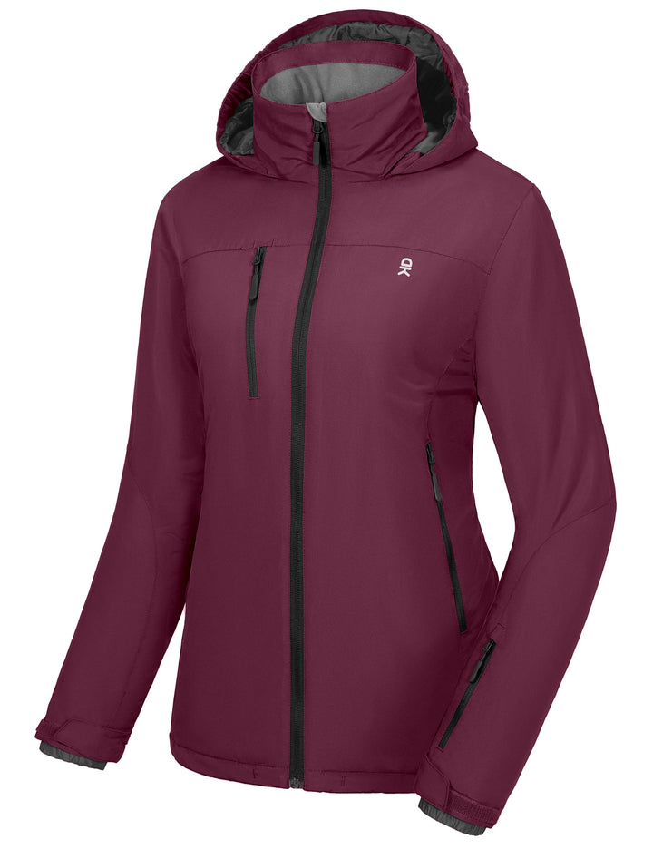 Women's Insulated Windproof Ski Jacket with Hood MP US-DK
