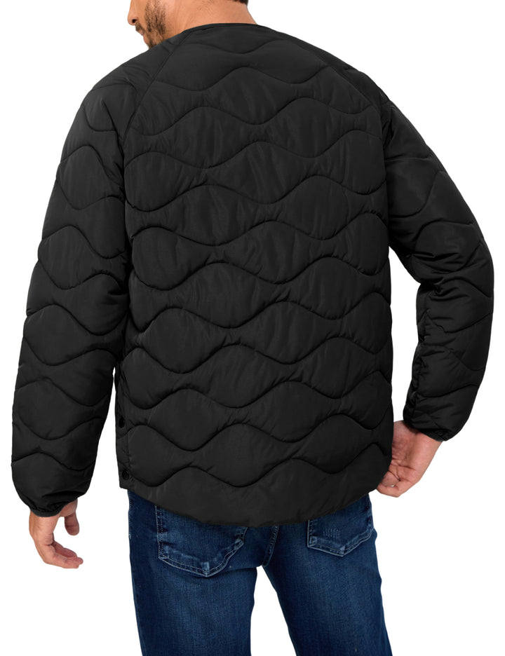 Men's Quilted Jacket Long Sleeve Padded Coat with 6 Pockets MP-US-DK