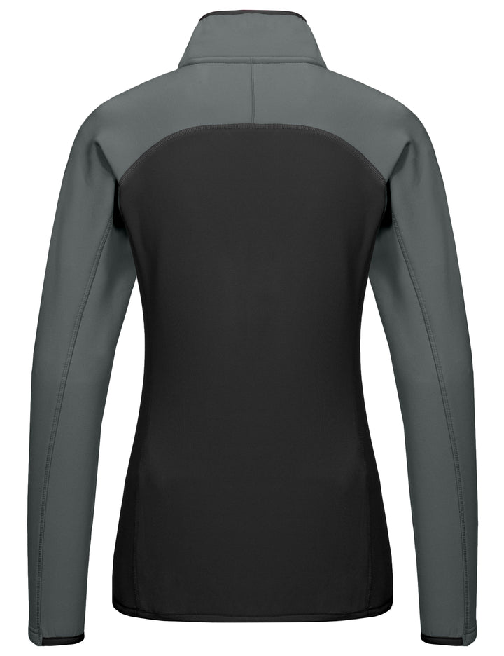 Women's Half Zip Fleece Pullover Jacket Stretch Thumbholes Long Sleeve Sweatshirt YZF US-DK