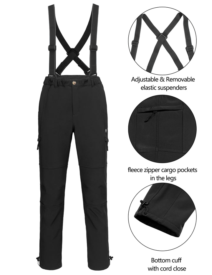 Men's Ski Bibs Insulated Water Resistant Windproof Snow Pants with Adjustable Suspenders MP US-DK