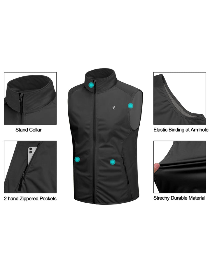 Men's Golf Vest, Windproof Softshell Sleeveless Jacket for Running Hiking MP-US-DK