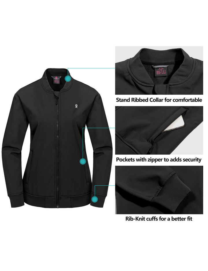 Women's Lightweight Warm Fleece Softshell Winter Bomber Jacket MP US-DK