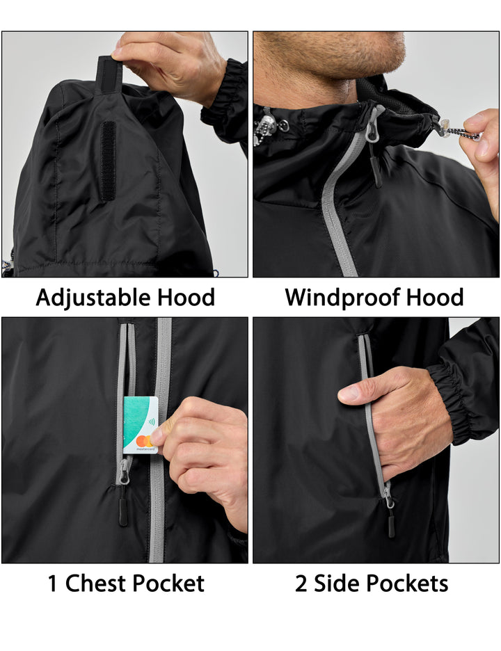 Men???¡§o?¡§¡§s Lightweight Windbreaker Jacket Hiking Running Golf Travel MP-US-DK