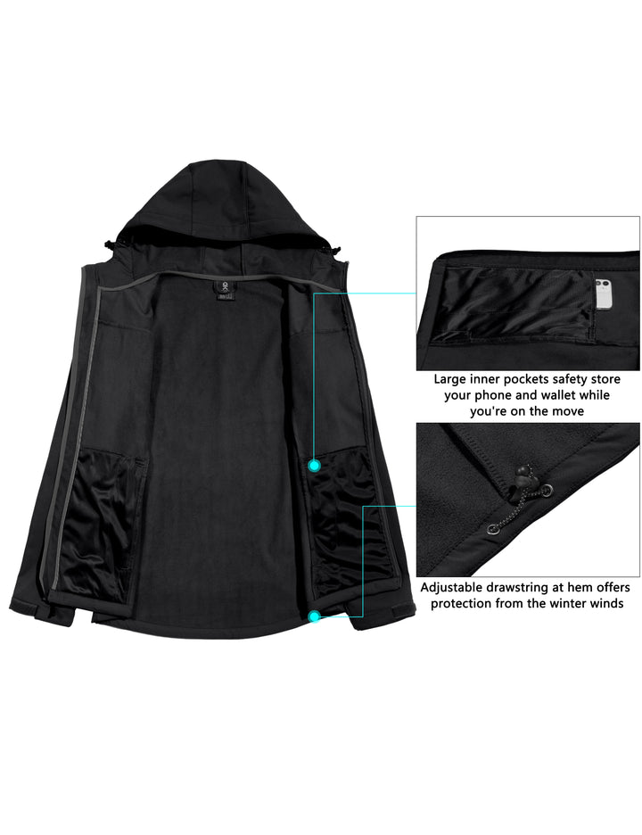Men????¡ìo??¡ì?¡ìs Softshell Jacket with Removable Hood and Water Repellent YZF US-DK