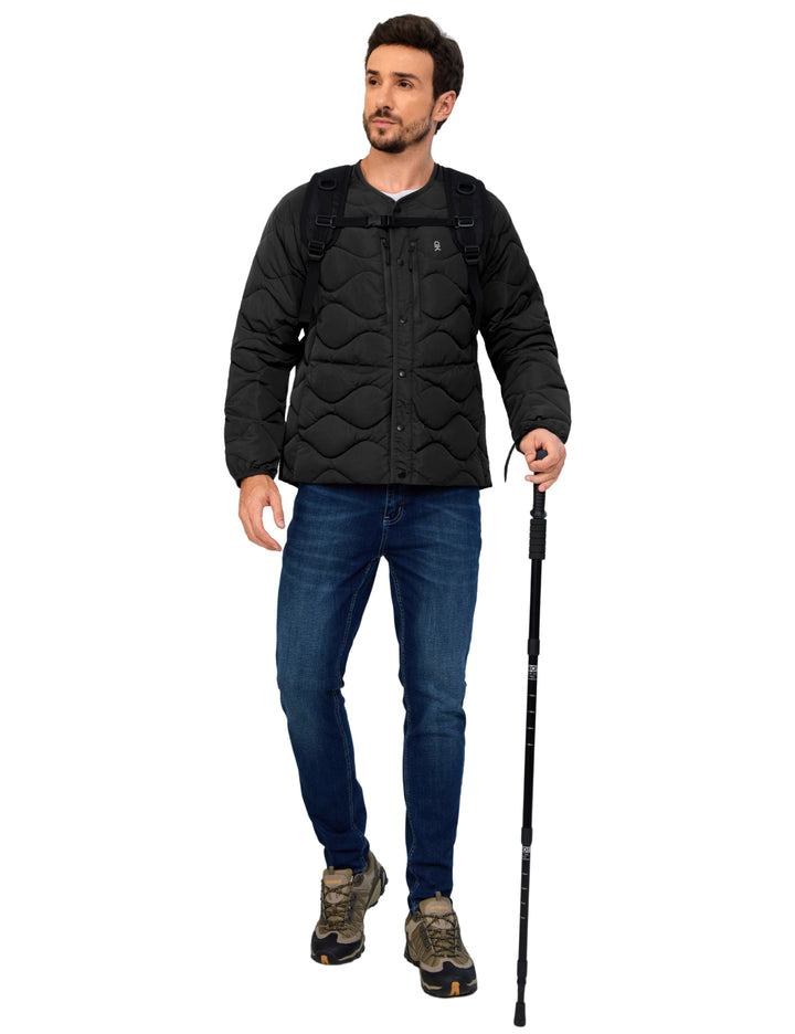 Men's Quilted Jacket Long Sleeve Padded Coat with 6 Pockets MP-US-DK