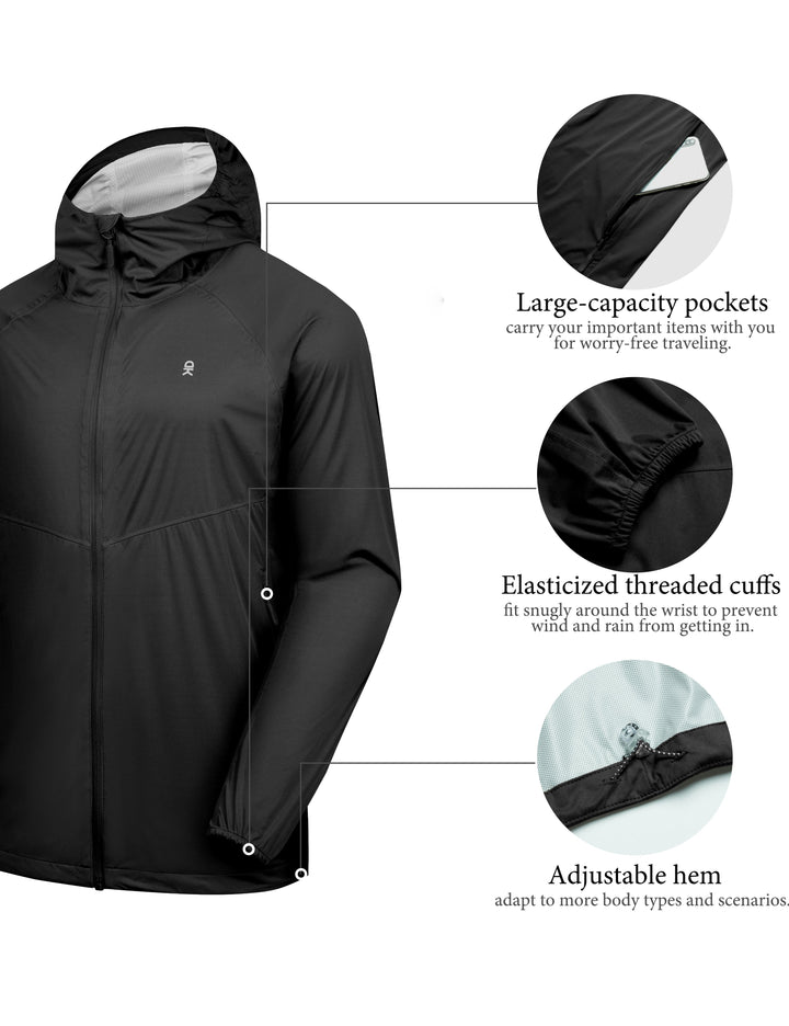 Men???¡§o?¡§¡§s Ultra Light Waterproof Hooded Rain Jacket, for Hiking, Fishing, and Cycling MP-US-DK