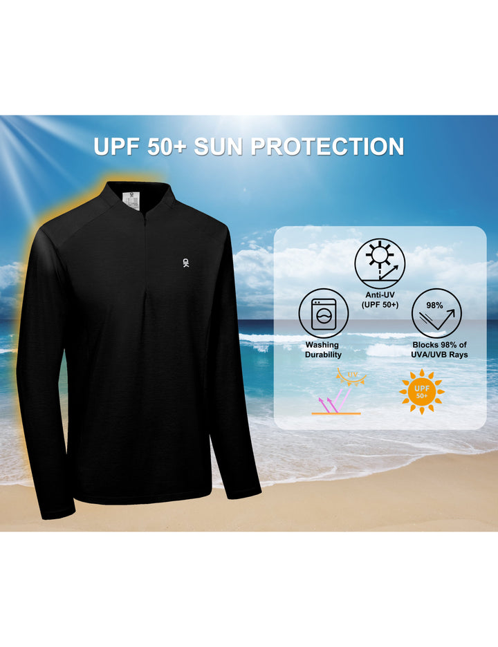 Men's UPF 50+ Quarter Zip Pullover Long Sleeve Athletic Shirts MP-US-DK