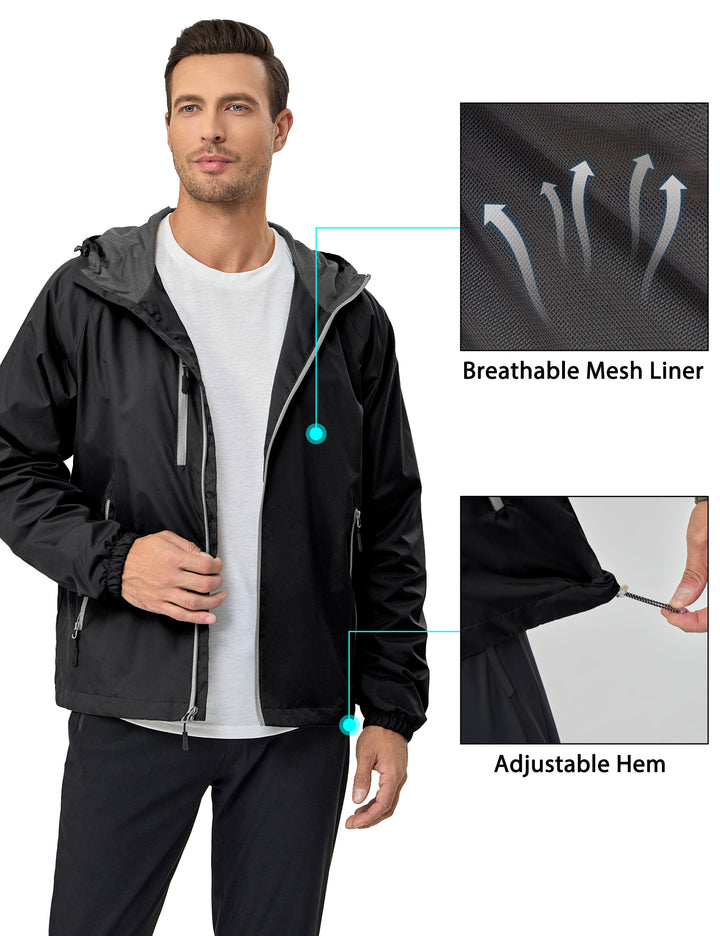 Men???¡§o?¡§¡§s Lightweight Windbreaker Jacket Hiking Running Golf Travel MP-US-DK