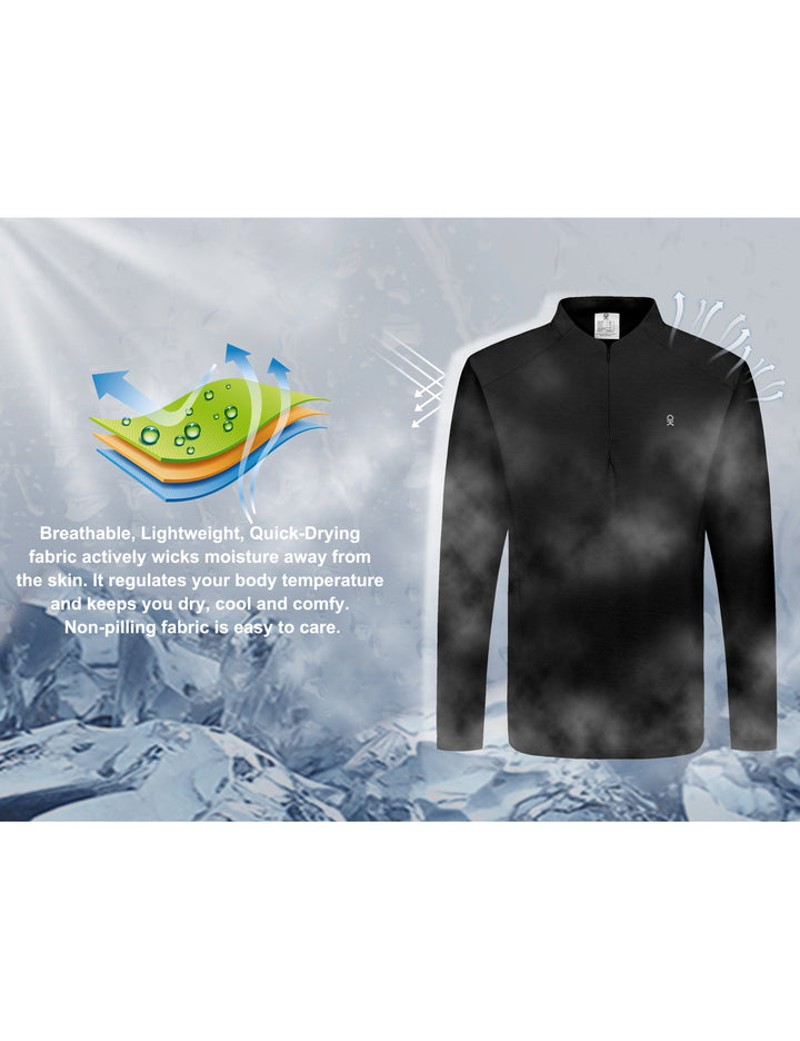 Men's UPF 50+ Quarter Zip Pullover Long Sleeve Athletic Shirts MP-US-DK