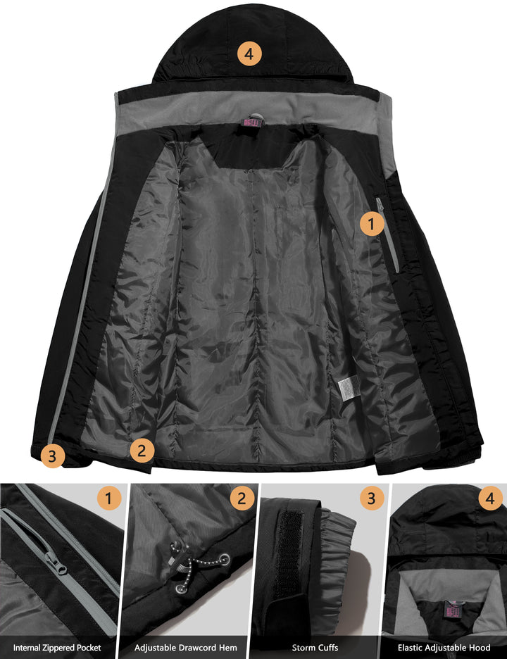 Women's Insulated Windproof Ski Jacket with Hood MP US-DK