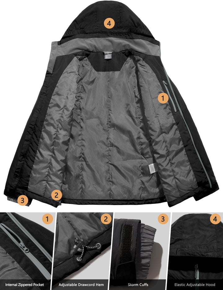Men's Warm Insulated Lightweight Hooded Winter Ski Jacket MP US-DK