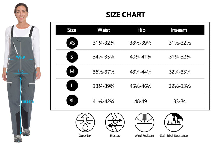 Women's Insulated Bib Overalls Waterproof Windproof Suspenders Ski Pants MP US-DK