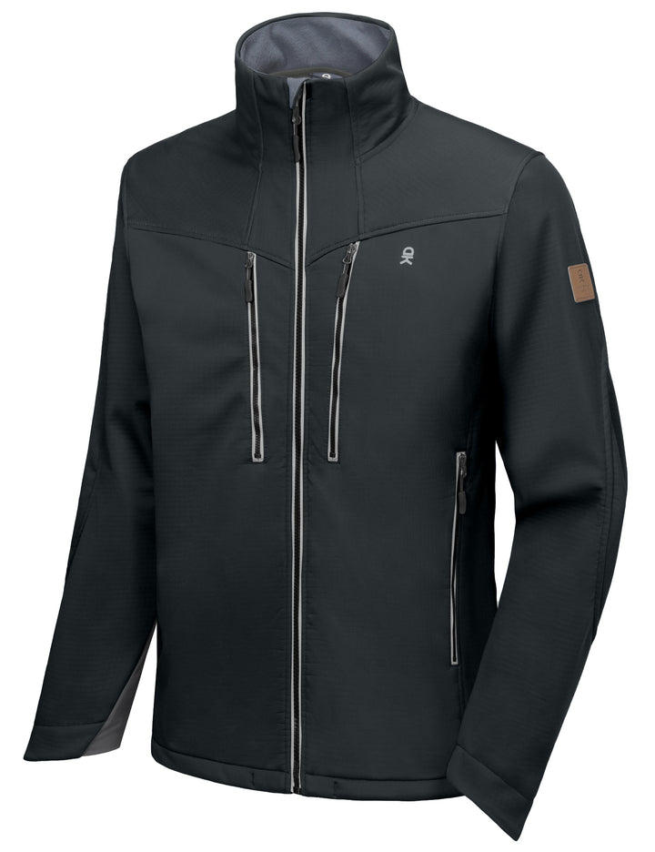 Men's Softshell Water Repellent Grid Fleece Lined Hiking Jacket MP US-DK