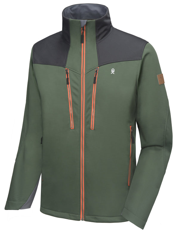 Men's Softshell Water Repellent Grid Fleece Lined Hiking Jacket MP US-DK