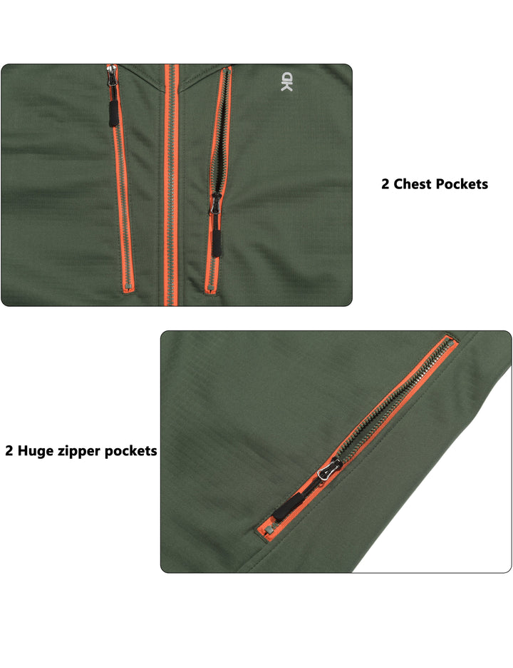 Men's Softshell Water Repellent Grid Fleece Lined Hiking Jacket MP US-DK