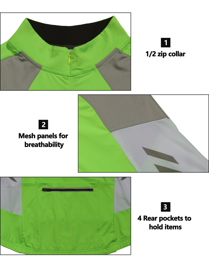 Half Zip Cycling Jerseys Long Sleeve Bike Shirts Running Hiking Breathable YZF US-DK