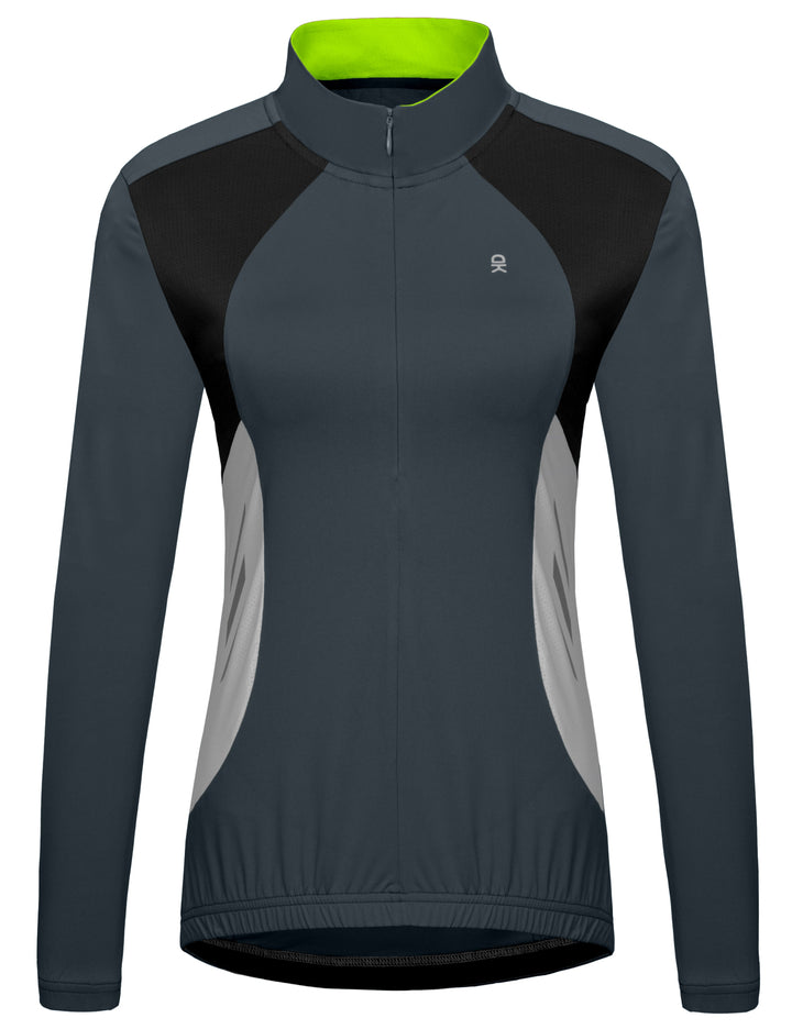 Half Zip Cycling Jerseys Long Sleeve Bike Shirts Running Hiking Breathable YZF US-DK