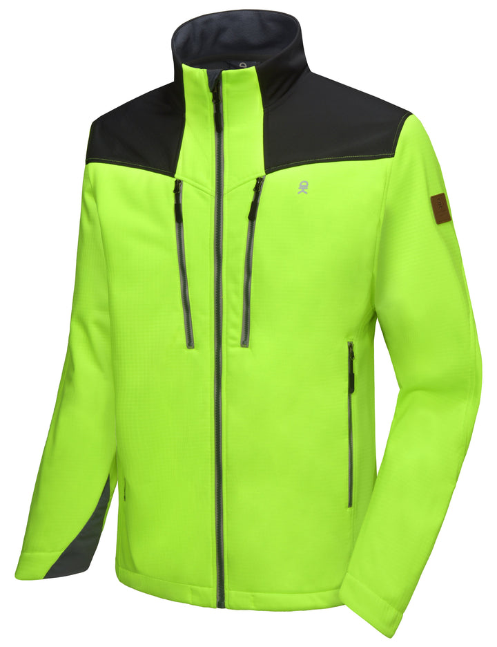 Men's Softshell Water Repellent Grid Fleece Lined Hiking Jacket MP US-DK