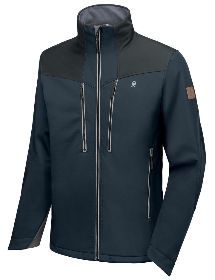 Men's Softshell Water Repellent Grid Fleece Lined Hiking Jacket MP US-DK