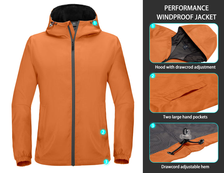 Men's Lightweight Breathable Windbreaker Running Jacket with Hood YZF US-DK