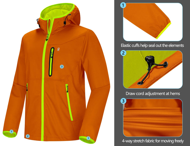 Men's Lightweight Hooded Hiking Softshell Jacket YZF US-DK