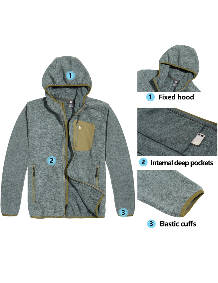 Men's Lightweight Warm Polar Fleece Running Hooded Jacket YZF US-DK