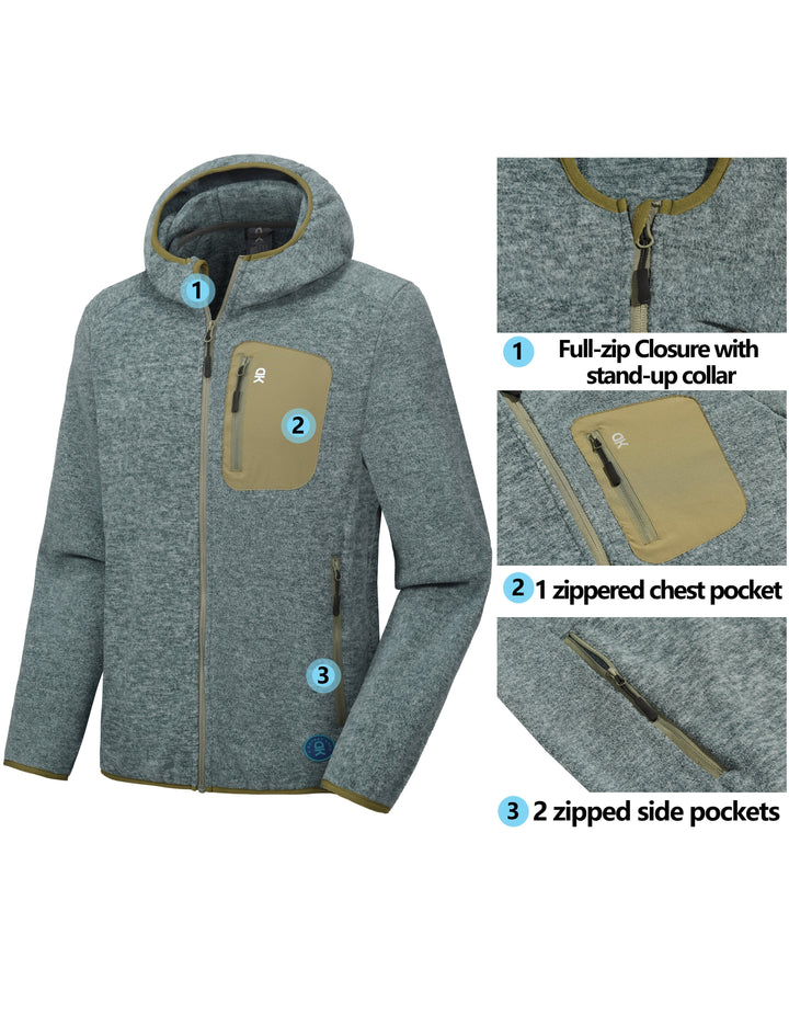Men's Lightweight Warm Polar Fleece Running Hooded Jacket YZF US-DK