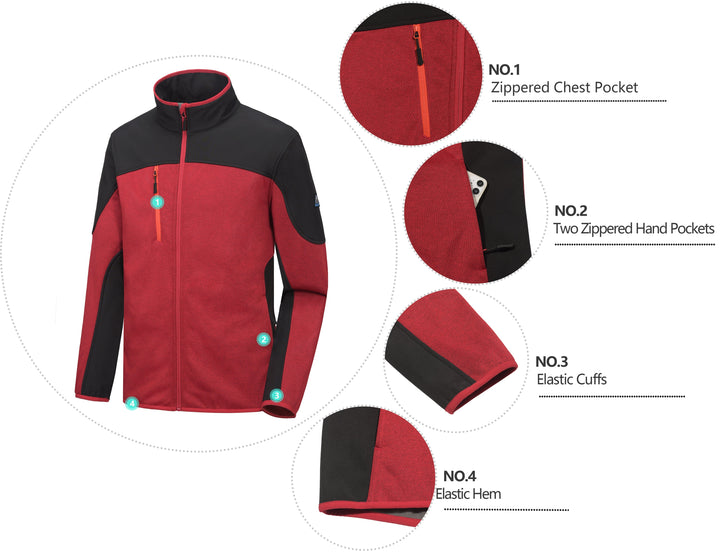 Men's Polar Fleece Lined Full Zip Thermal Softshell Jacket MP US-MP