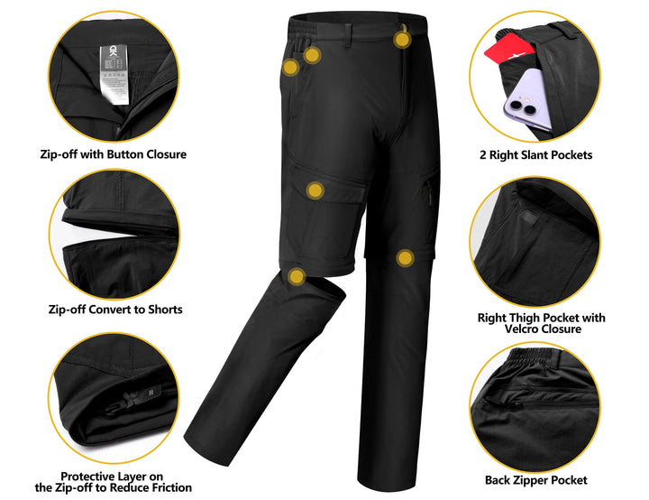 Men's Stretch UV Protection Convertible Hiking Pants YZF US-DK