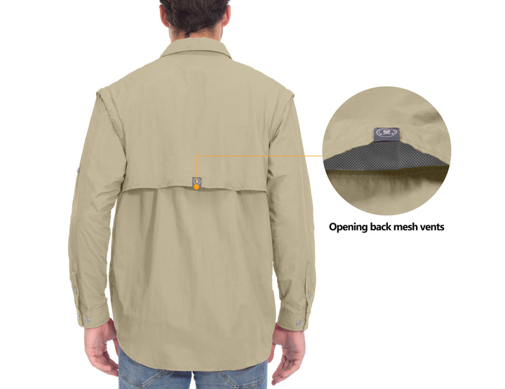 Men's UPF 50+ UV Protection Long Sleeve Fishing Shirt YZF US-DK