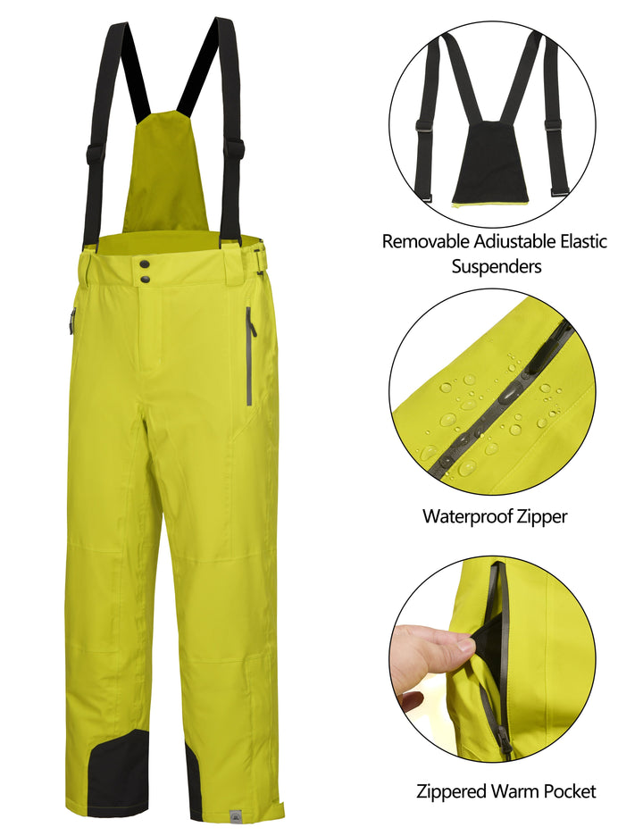 Men's Waterproof Windproof Ski Detachable Bib Pants MP US-MP