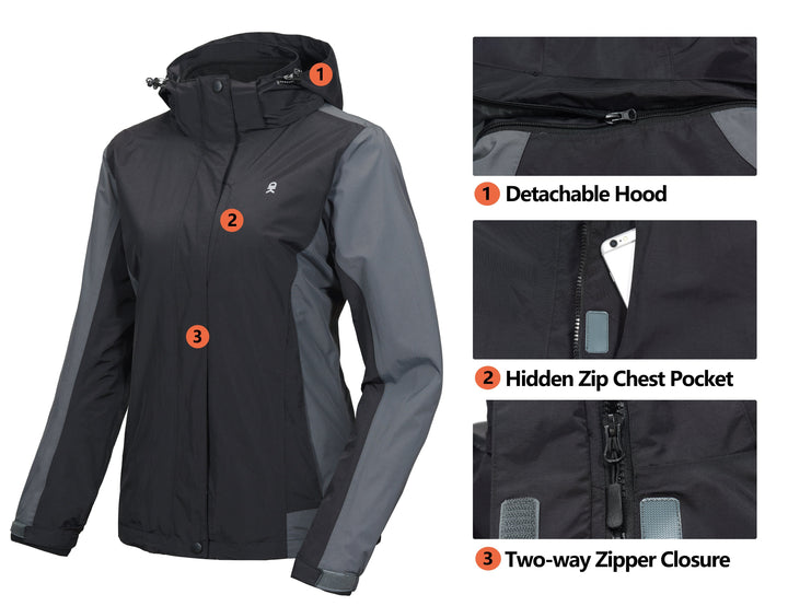 Women's 3 in 1 Winter Ski Warm Fleece Liner Jacket YZF US-DK