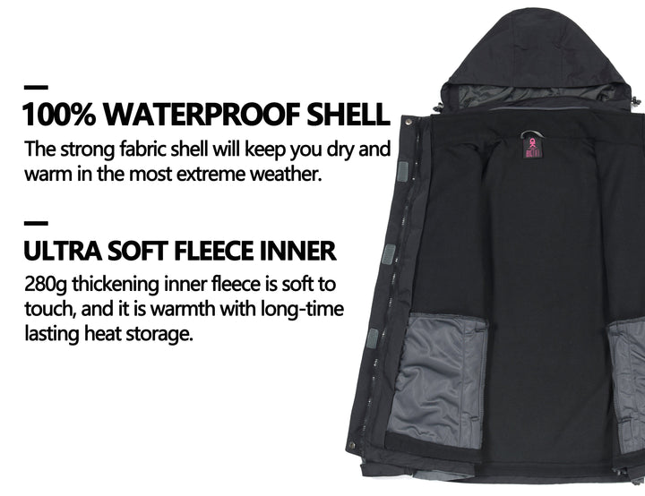 Women's 3 in 1 Winter Ski Warm Fleece Liner Jacket YZF US-DK