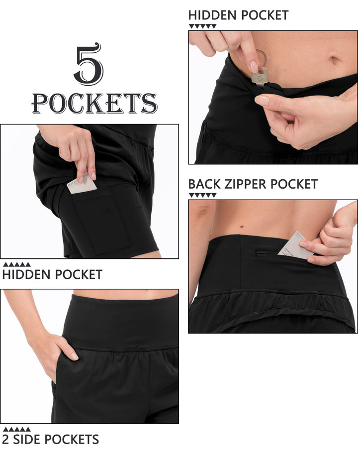 Women's High Waist Quick-Dry Running Shorts with Liner YZF US-DK