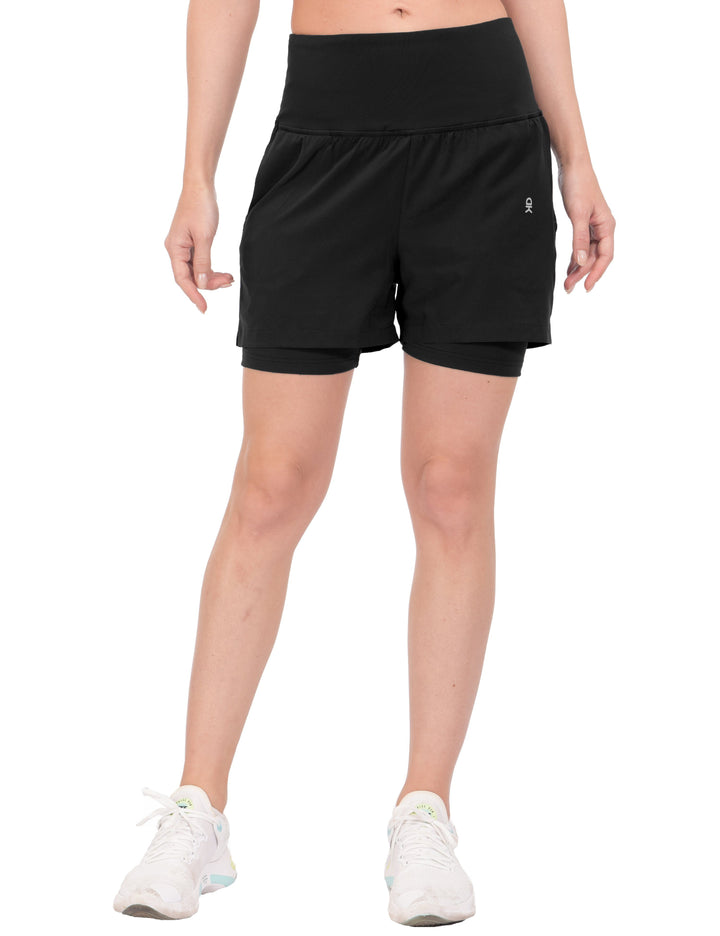 Women's High Waist Quick-Dry Running Shorts with Liner YZF US-DK