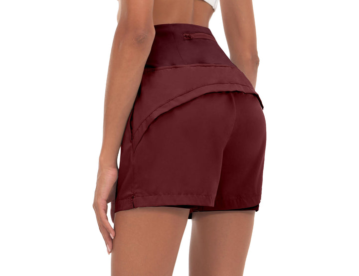 Women's High Waist Quick-Dry Running Shorts with Liner YZF US-DK