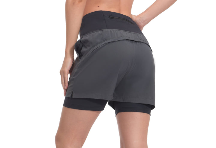 Women's High Waist Quick-Dry Running Shorts with Liner YZF US-DK