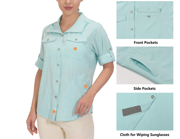 Women's UPF 50+ Stretch Quick Dry Fishing Hiking Hoodie Shirts YZF US-DK